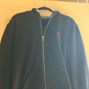 Mens BLACK polo hoodie size large